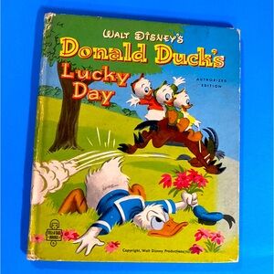 WALT DISNEY’S VINTAGE 1951 DONALD DUCK’S LUCKY DAY TELL-A-TALES HARDCOVER BOOK